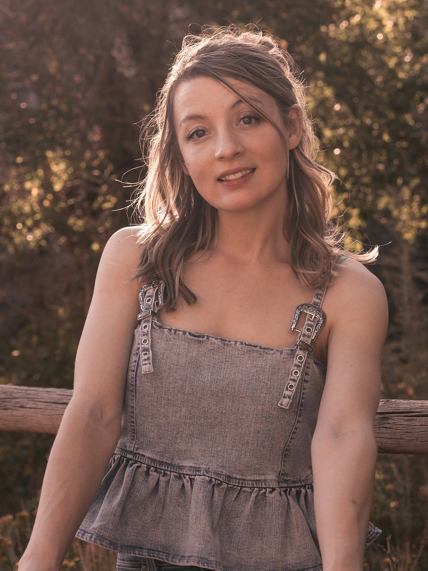 Western Denim Buckle Peplum