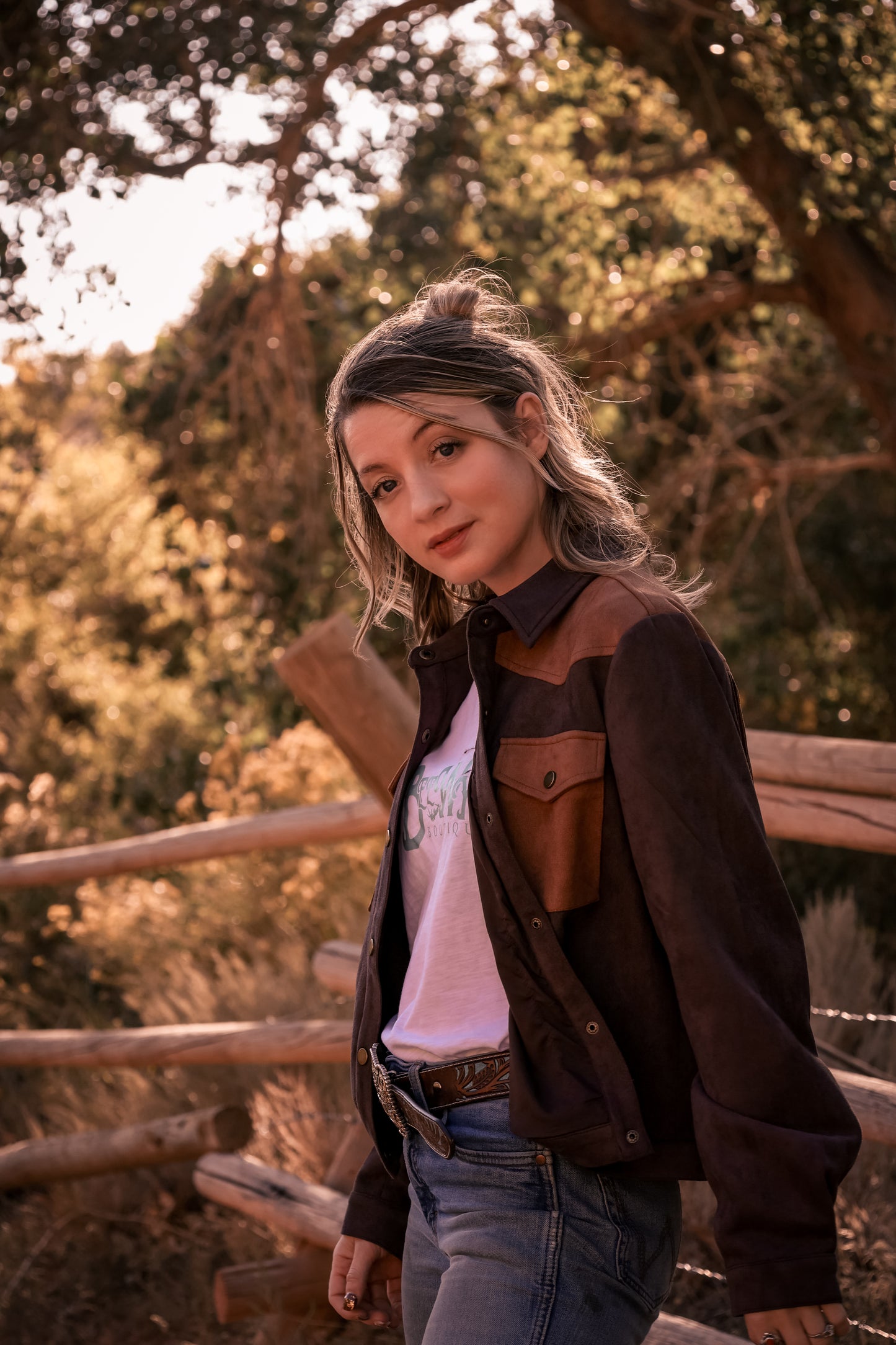 Vintage Western Block Suede Jacket