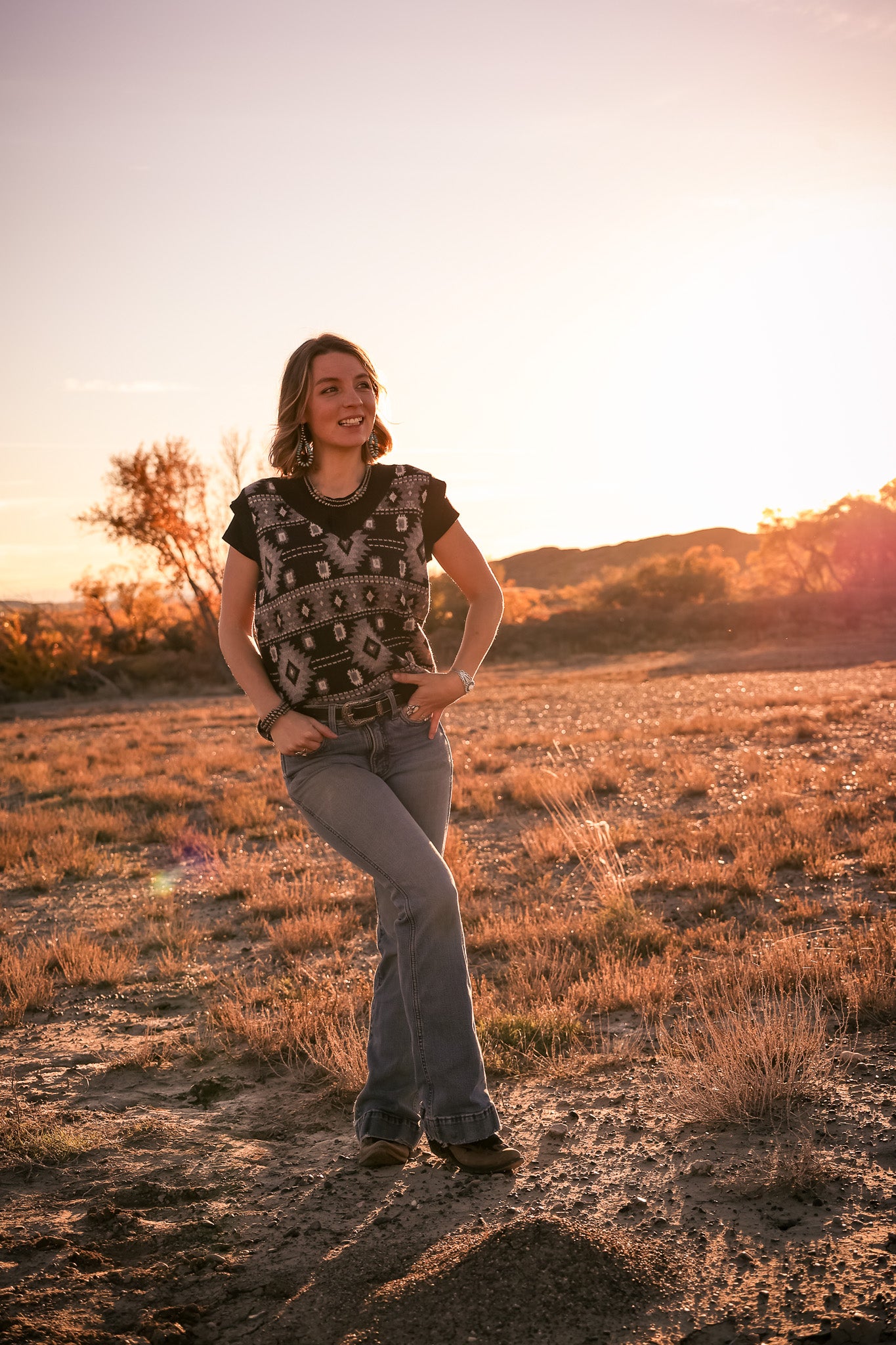 Black Aztec Sleeveless Vest