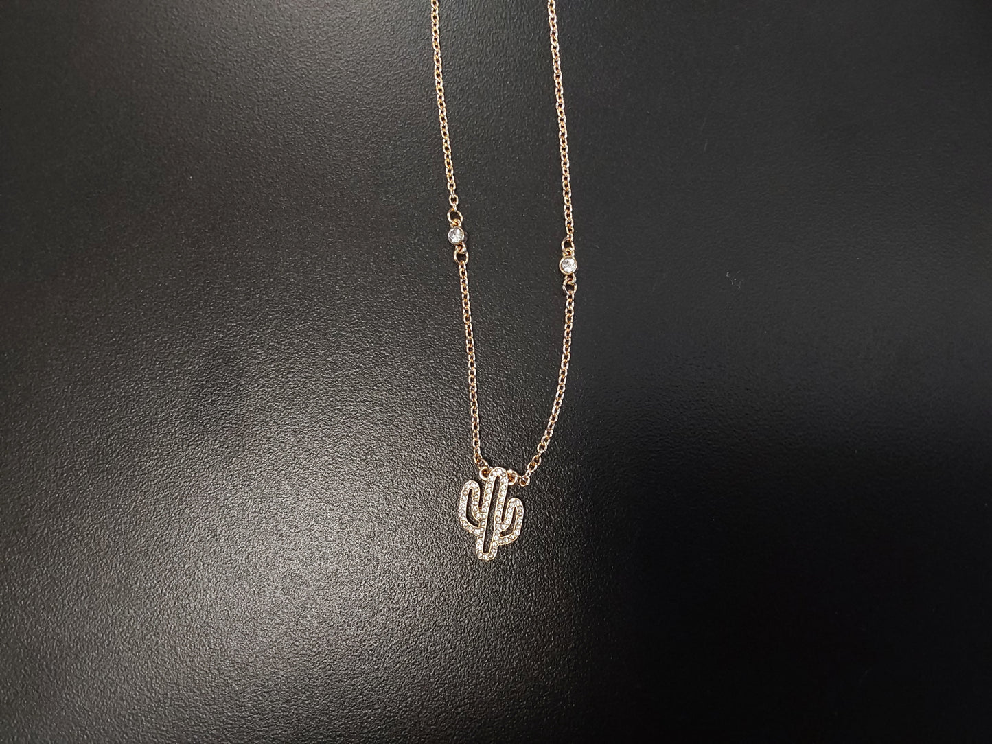 Dainty Gold Cactus Necklace