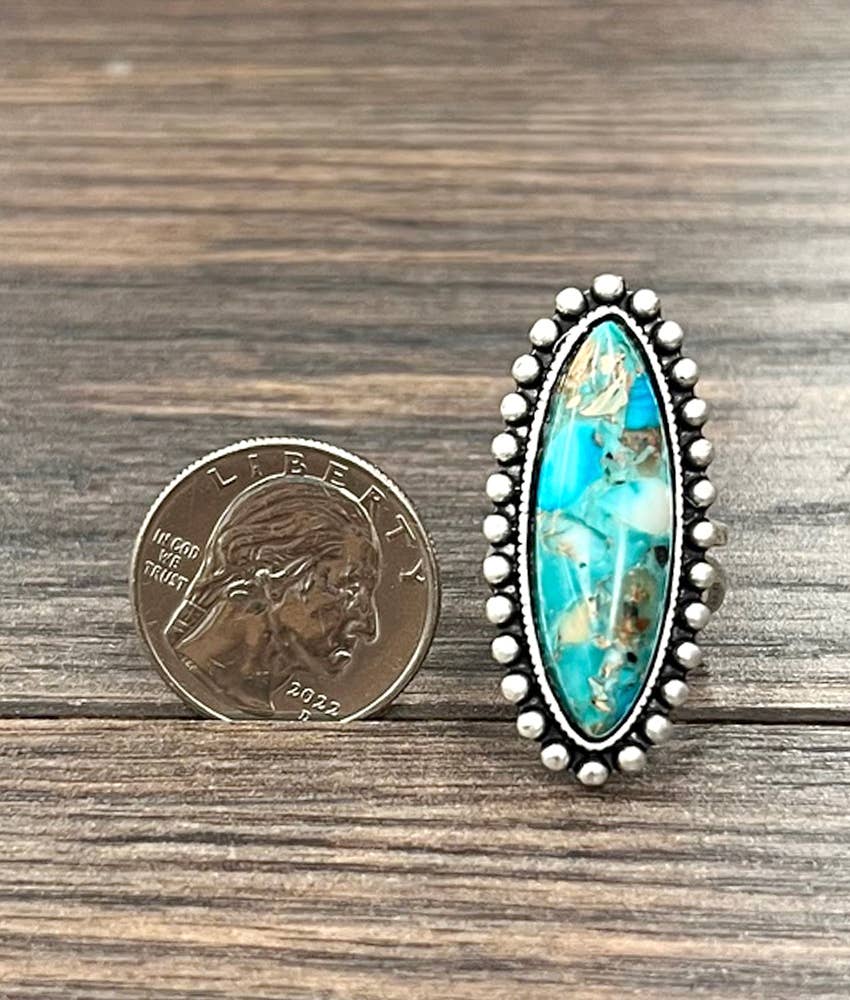 1.5" Western Elongated Gemstone Adjustable Ring