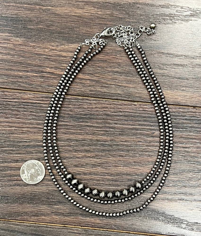 17" Polish Western Bead 3-Strand Necklace