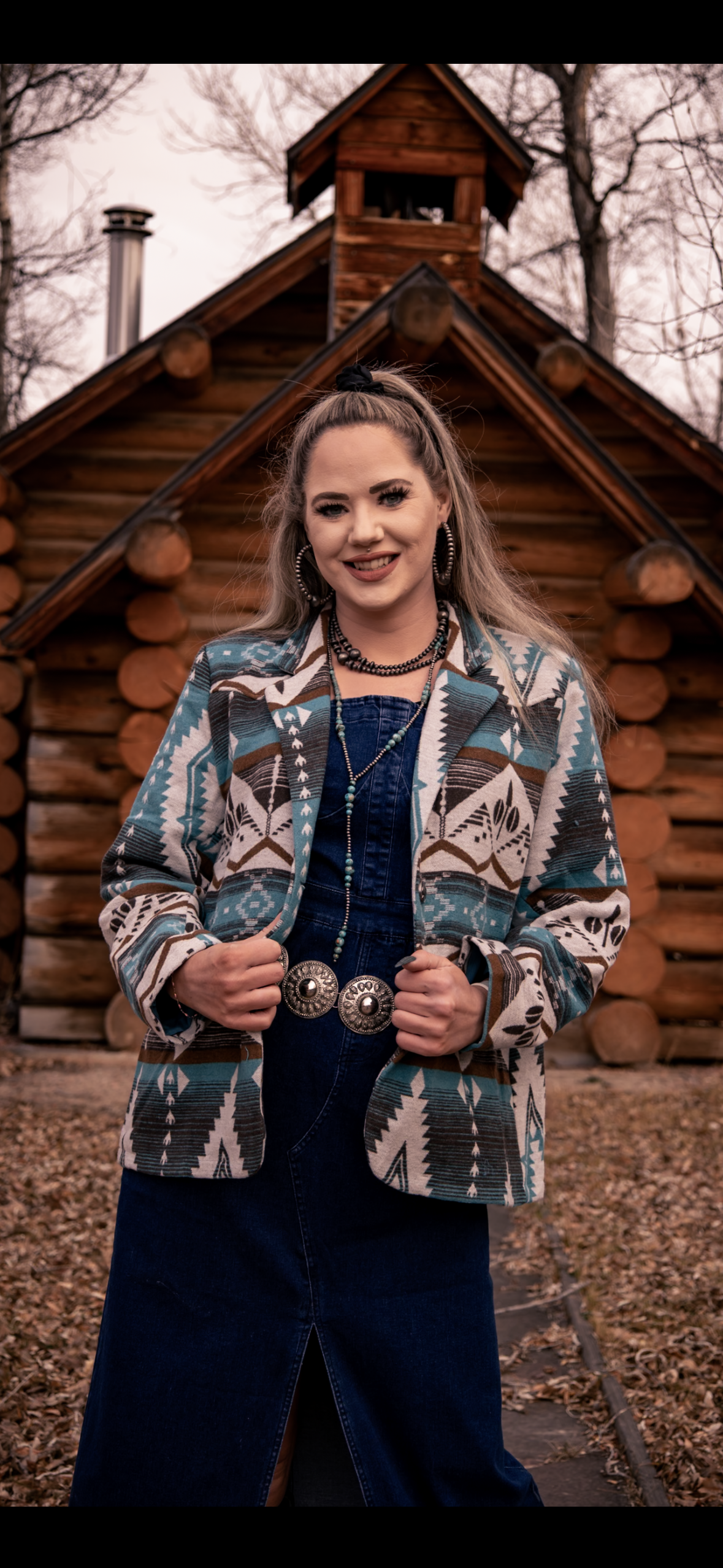 Turquoise Aztec Blazer Jacket