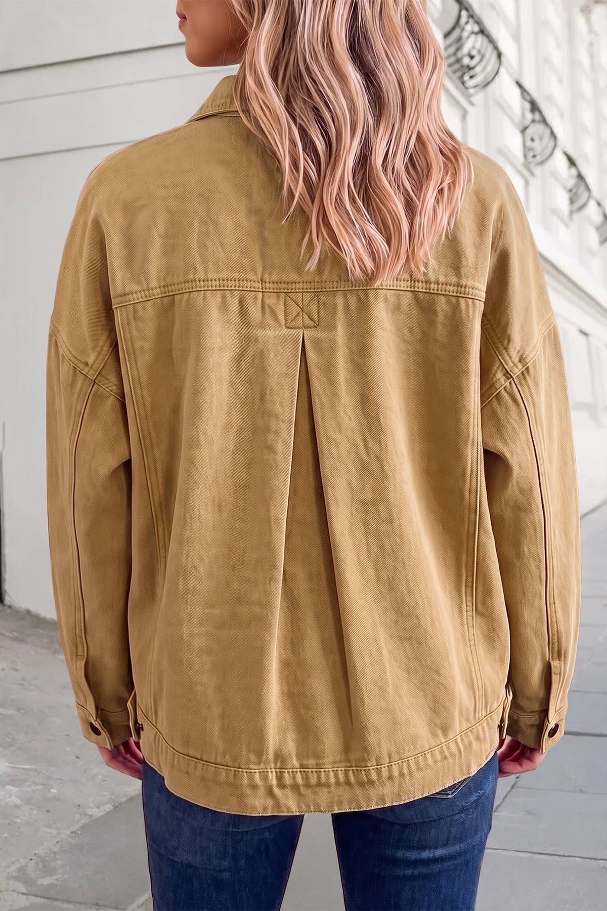 Solid Metal Button Front Collar Denim Jacket | S-XL
