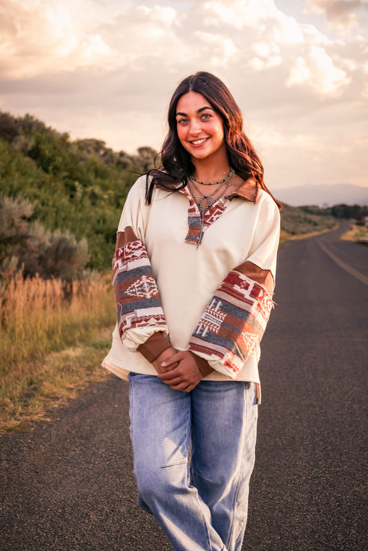 BiBi French Terry Knit and Aztec Print
