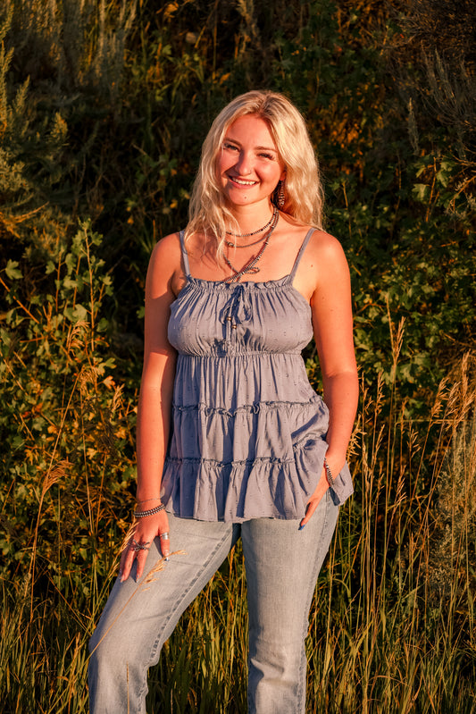 Swiss Dot Tiered Cami Tank Top