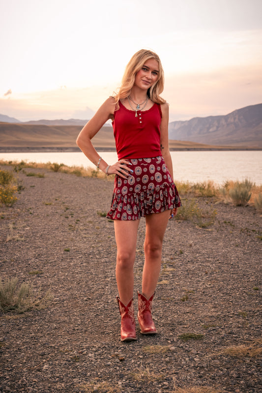 Lace Trim Rib Knit Cami