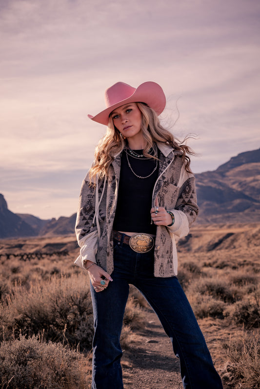 Abstract Patchwork Drawstring Jacket