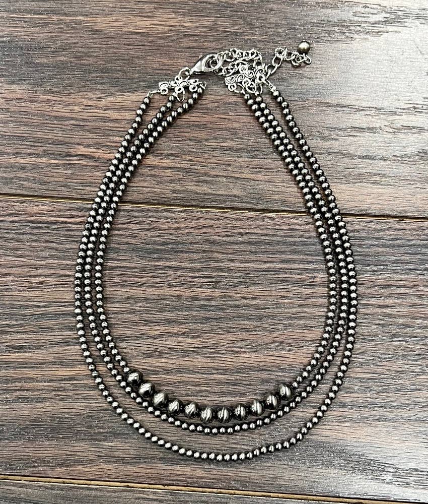 17" Polish Western Bead 3-Strand Necklace