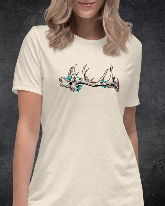 Elk Skull with Turquoise Relaxed T-Shirt