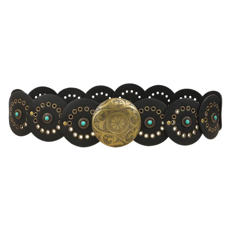 Studded Circular Disc Snap Y Shape Punk Belt | 40BT657