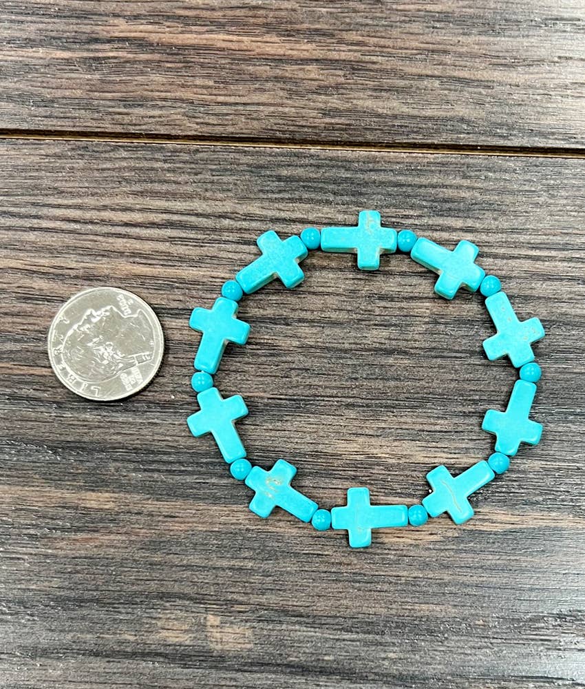 Cross Synthetic Stone Stretch Bracelet