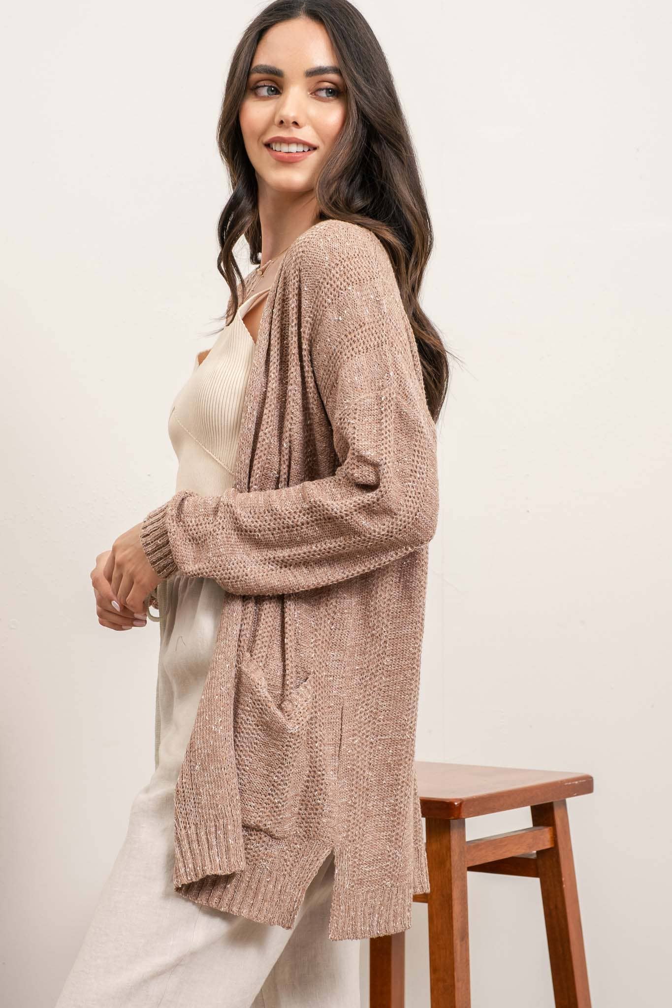 PLUS COZY POCKET KNIT CARDIGAN