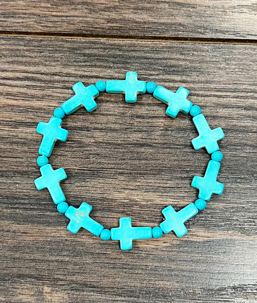 Cross Synthetic Stone Stretch Bracelet