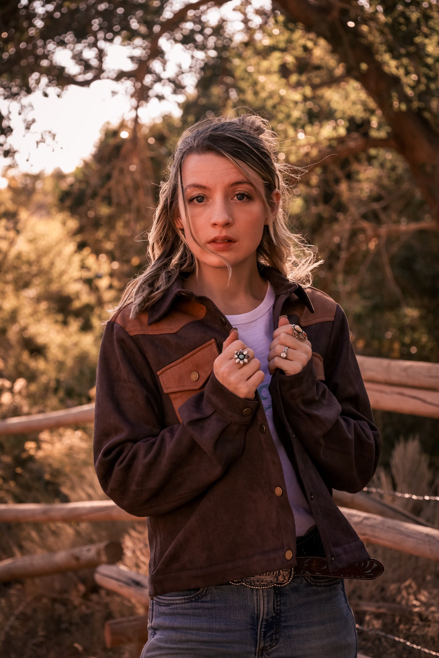 Vintage Western Block Suede Jacket