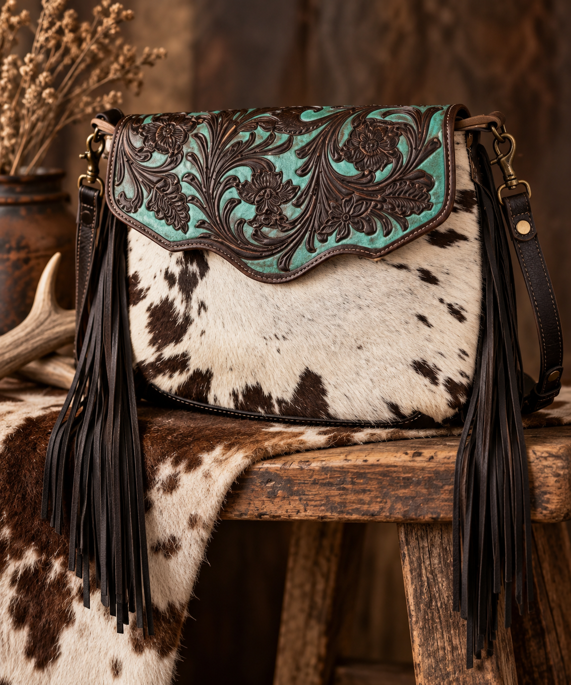 Cowhide Tooled Leather Purse