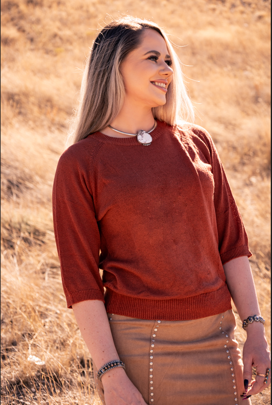 Solid Avenatti Short Sleeve Knit Sweater