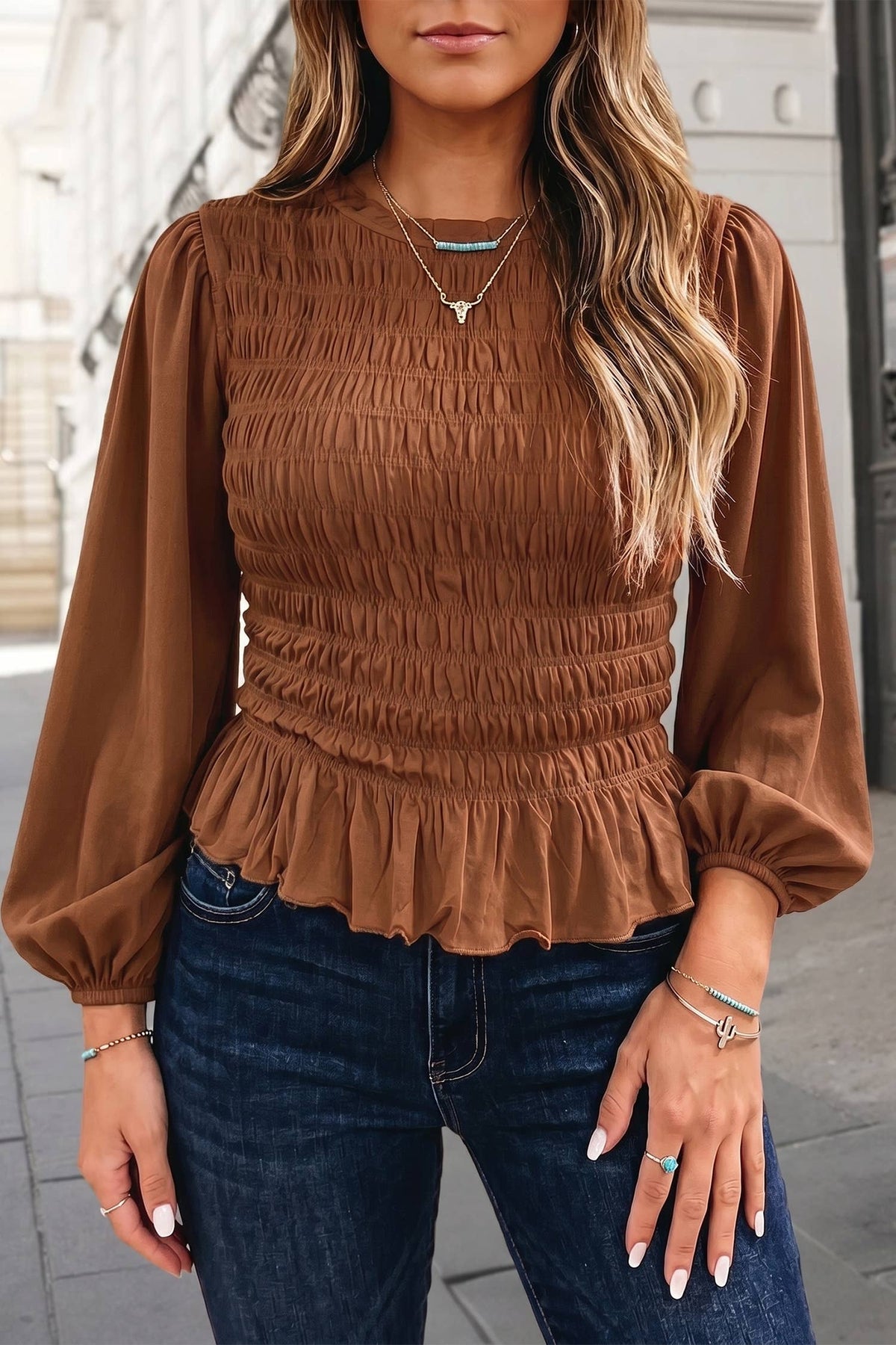 Festival Vibe Pleated Frilled Blouse | S-XL