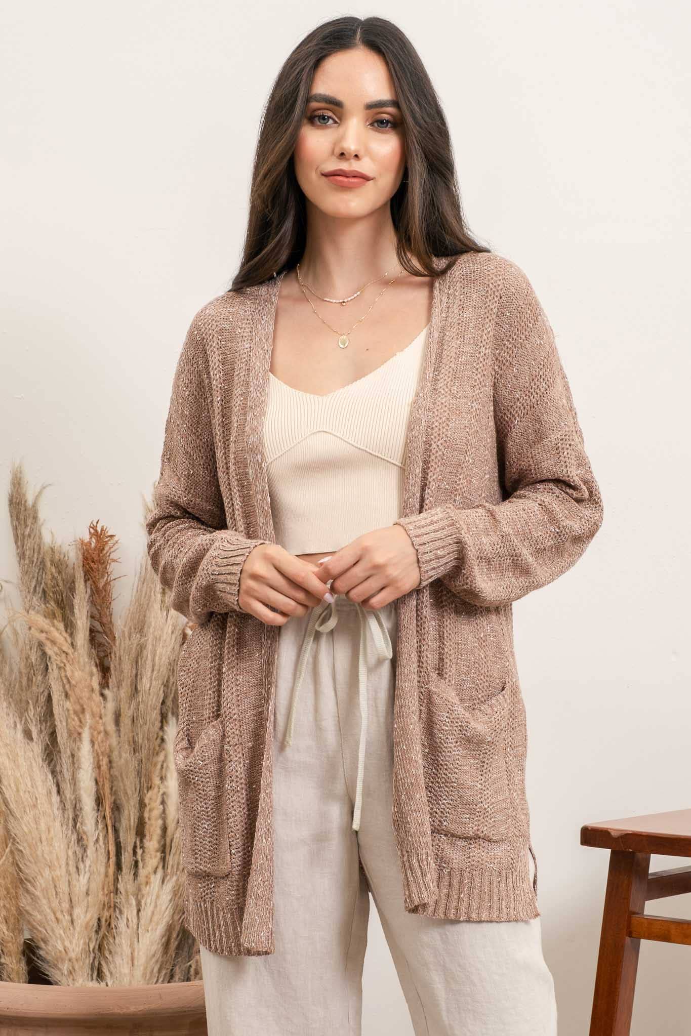 PLUS COZY POCKET KNIT CARDIGAN