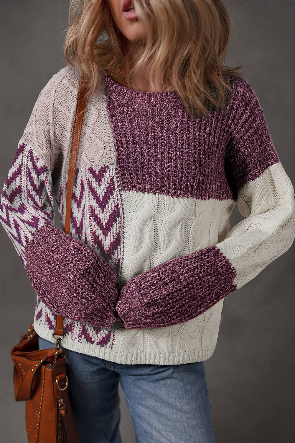 Colorblock Knotted Back Loose Fit Sweater | S-4X