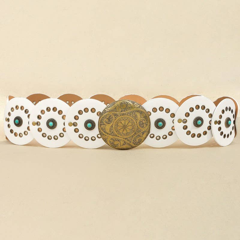 Studded Circular Disc Snap Y Shape Punk Belt | 40BT657
