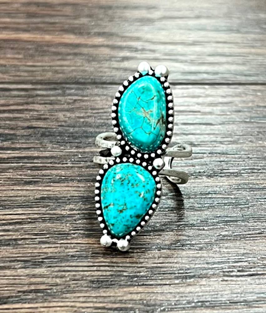 1.5" Western Turquoise Adjustable Ring