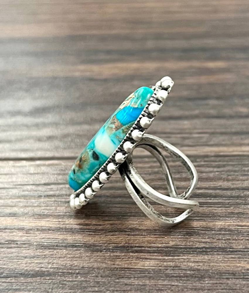 1.5" Western Elongated Gemstone Adjustable Ring