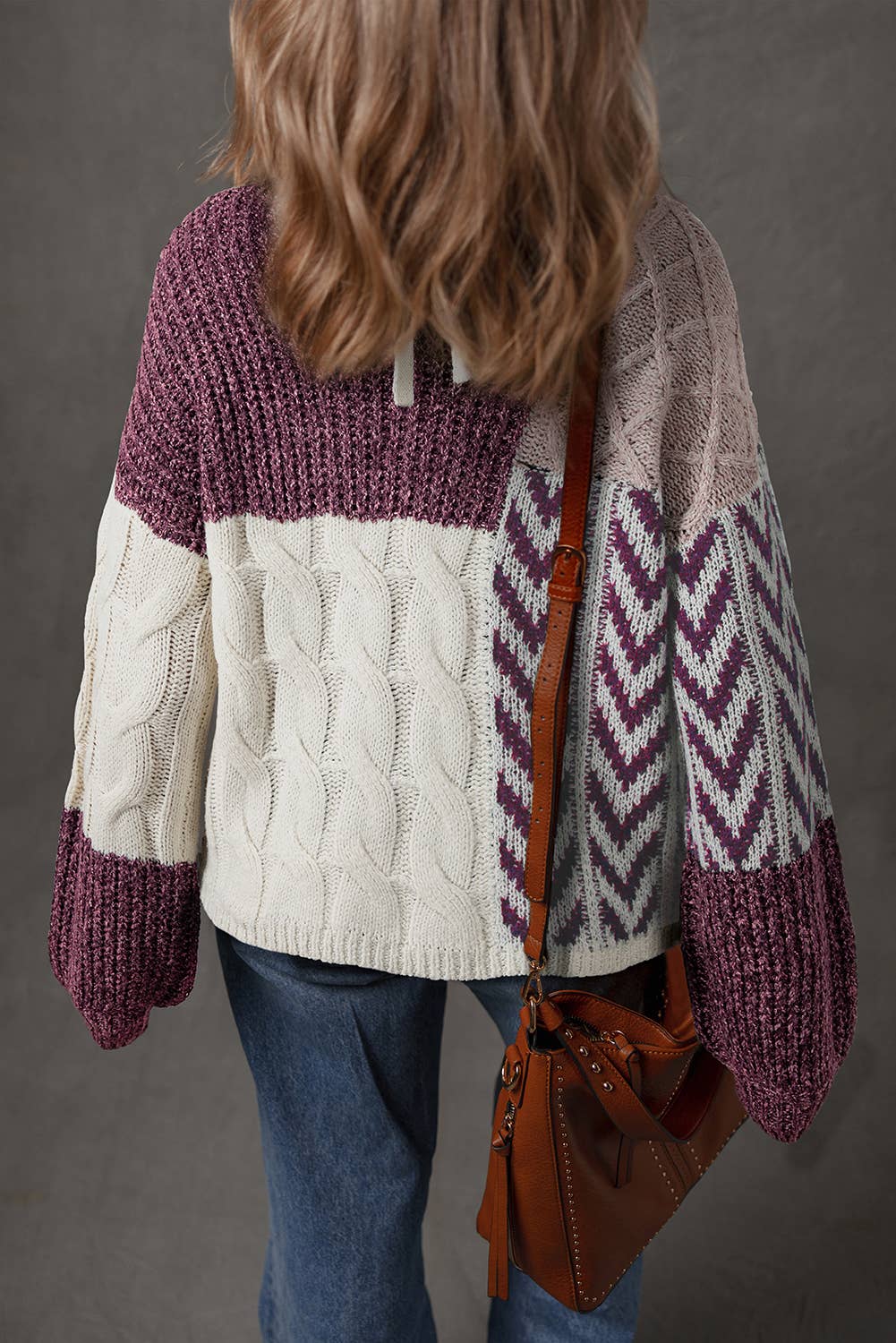 Colorblock Knotted Back Loose Fit Sweater | S-4X