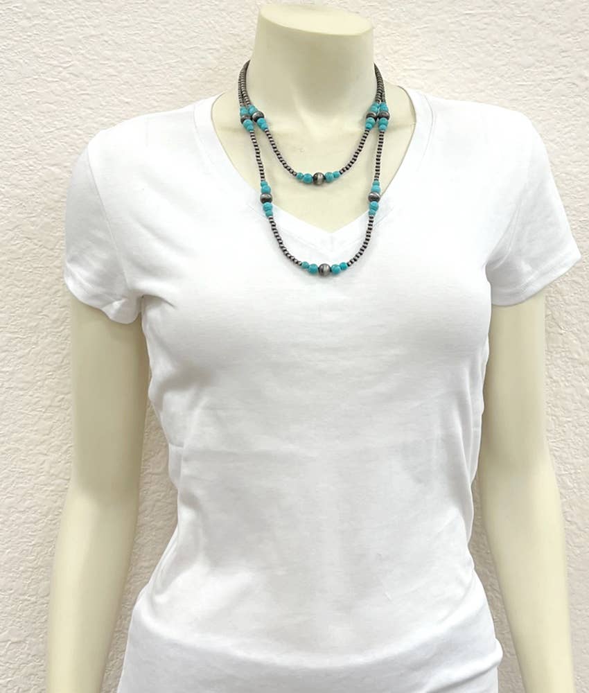 22" Western Turquoise 2-strand Necklace