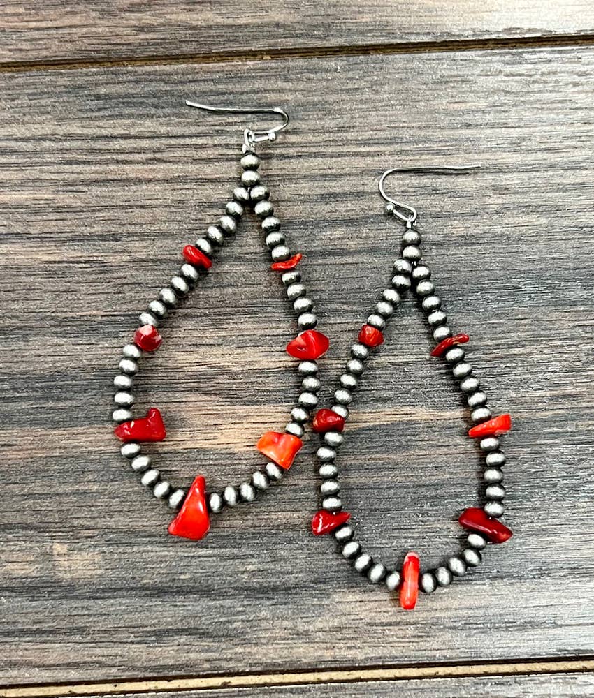 2.7" Western Coral Earrings