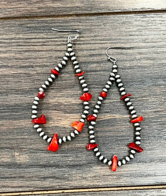 2.7" Western Coral Earrings