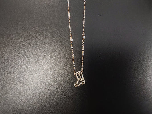 Gold Cowboy Boot Necklace