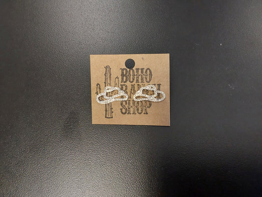 Silver Cowboy Hat Earrings